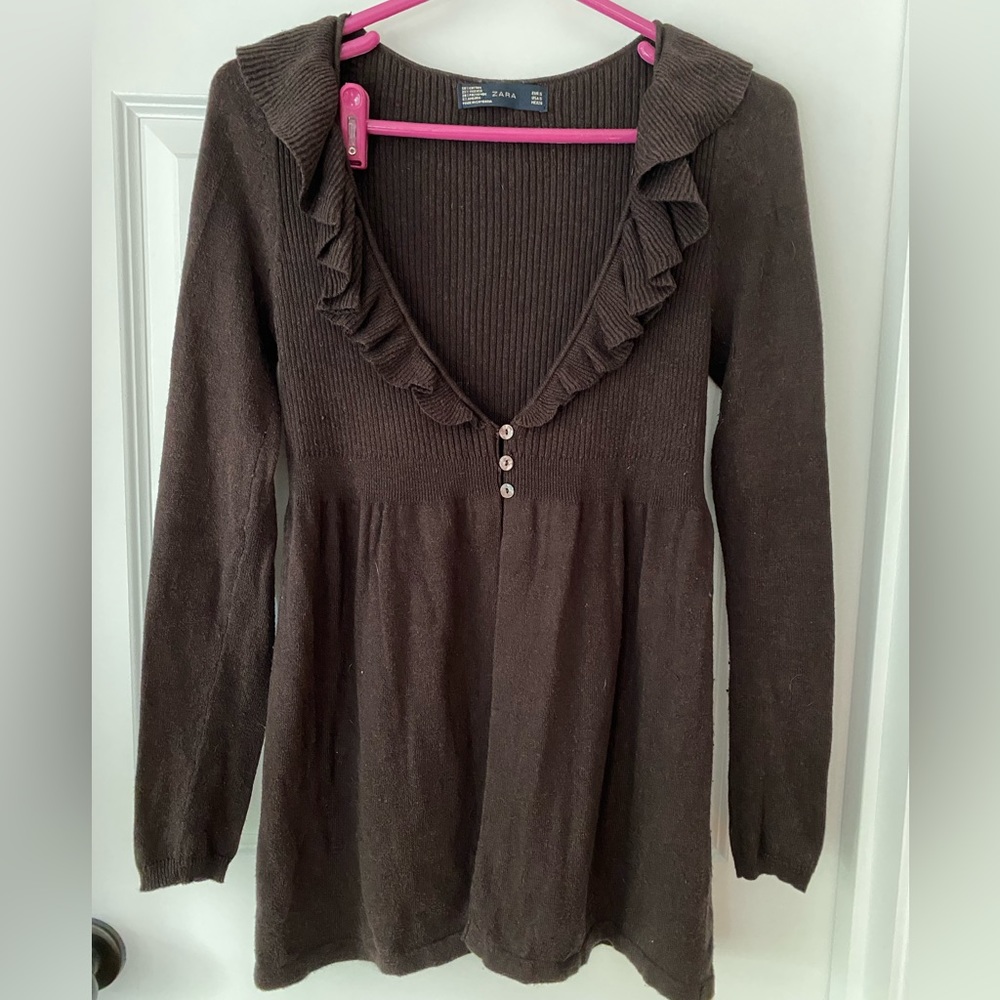 Zara Chocolate Brown Cardigan Sweater